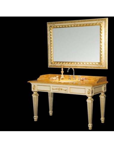 Bianchini&Capponi Rinascimento Bathroom Vanity Unit In Wood Intersected In Gold Leaf