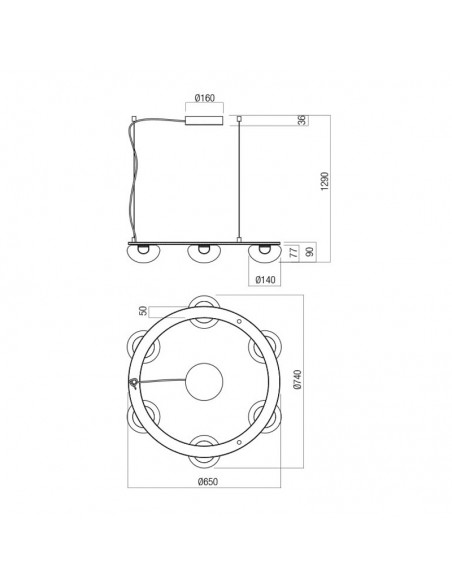 RedoGroup Sinclair Lampadario Con Doppi Diffusori In Vetro Pyrex