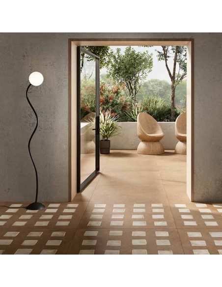 Ceramica Fioranese The Blend Concrete Glass Piastrelle Con Inserti Di Vetro 906x906 Mm